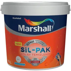 Marshall Sil-Pak Silikonlu Leke Tutmayan Su Bazlı İç Cephe Boyası Beyaz 15 lt